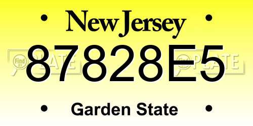87828E5 New Jersey License Plate