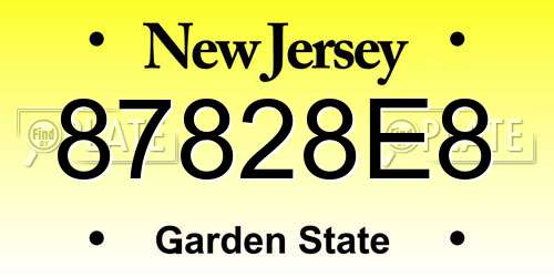 87828E8 New Jersey License Plate