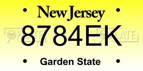 8784EK New Jersey License Plate