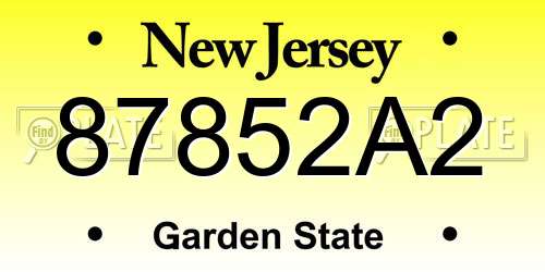87852A2 New Jersey License Plate