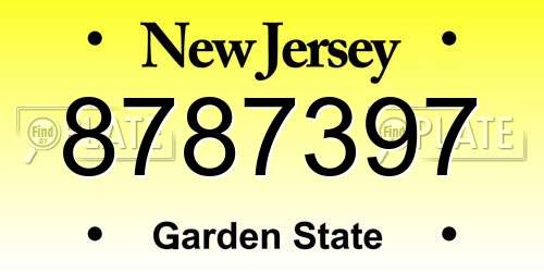 8787397 New Jersey License Plate