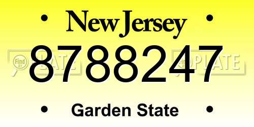 8788247 New Jersey License Plate