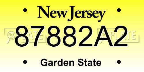 87882A2 New Jersey License Plate