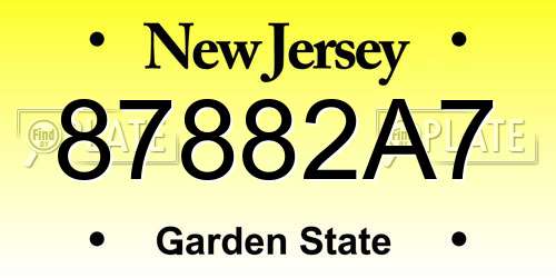 87882A7 New Jersey License Plate