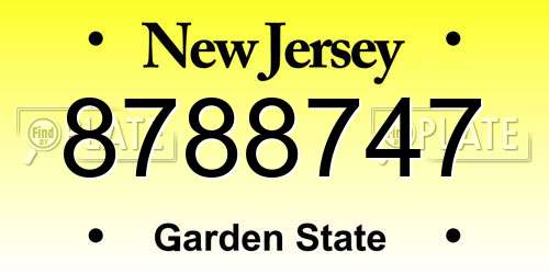 8788747 New Jersey License Plate
