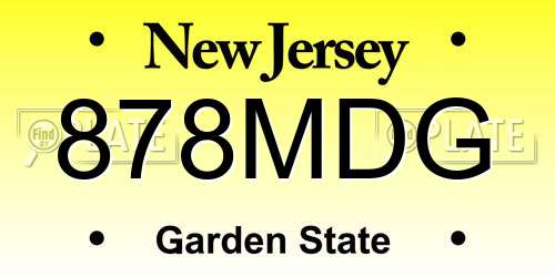 878MDG New Jersey License Plate