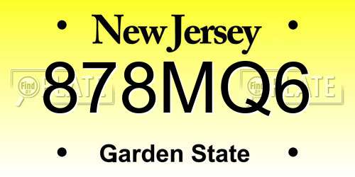 878MQ6 New Jersey License Plate