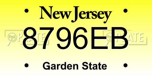 8796EB New Jersey License Plate