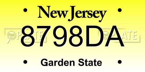 8798DA New Jersey License Plate