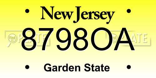 8798OA New Jersey License Plate