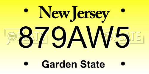 879AW5 New Jersey License Plate