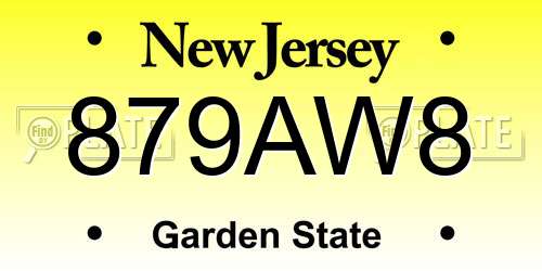 879AW8 New Jersey License Plate