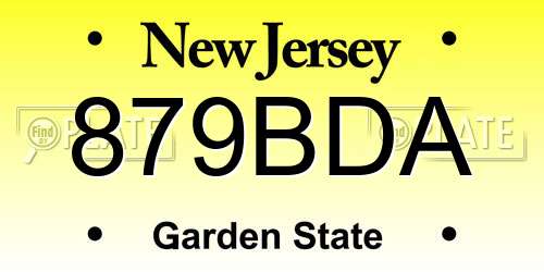 879BDA New Jersey License Plate