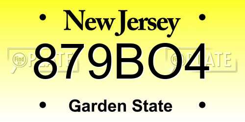 879BO4 New Jersey License Plate