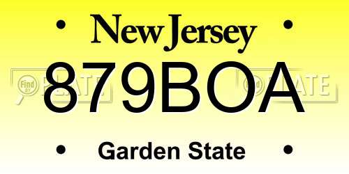 879BOA New Jersey License Plate