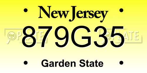 879G35 New Jersey License Plate