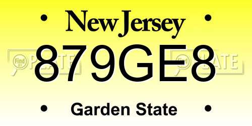 879GE8 New Jersey License Plate