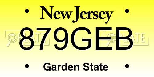 879GEB New Jersey License Plate