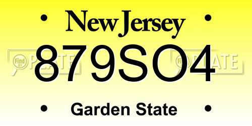 879SO4 New Jersey License Plate