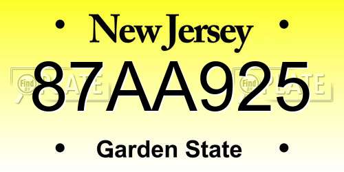 87AA925 New Jersey License Plate