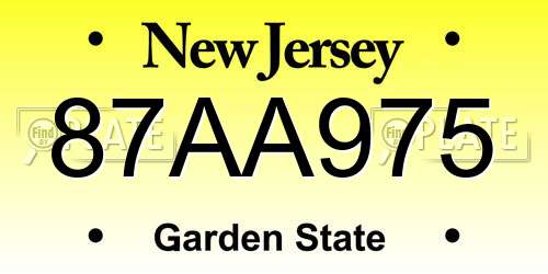 87AA975 New Jersey License Plate