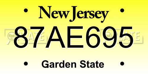 87AE695 New Jersey License Plate