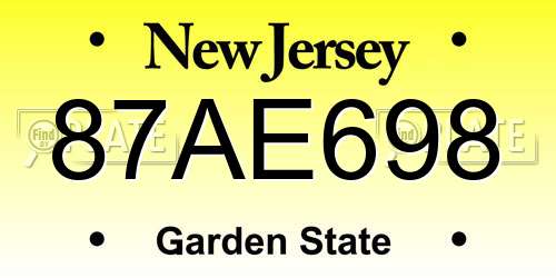 87AE698 New Jersey License Plate
