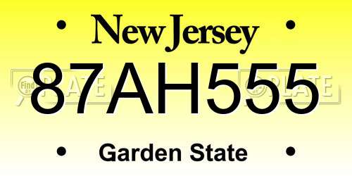87AH555 New Jersey License Plate
