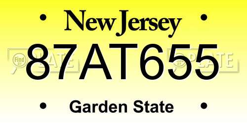87AT655 New Jersey License Plate
