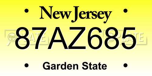 87AZ685 New Jersey License Plate