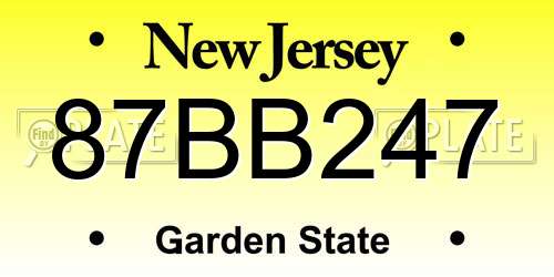 87BB247 New Jersey License Plate