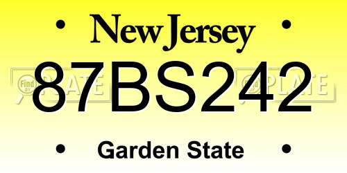 87BS242 New Jersey License Plate