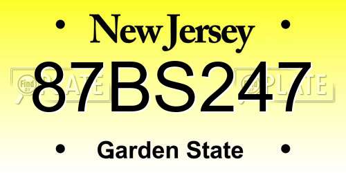 87BS247 New Jersey License Plate