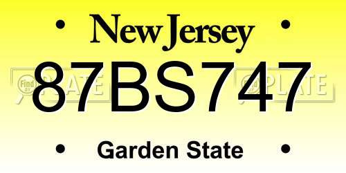 87BS747 New Jersey License Plate