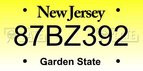 87BZ392 New Jersey License Plate