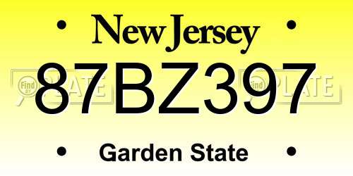 87BZ397 New Jersey License Plate