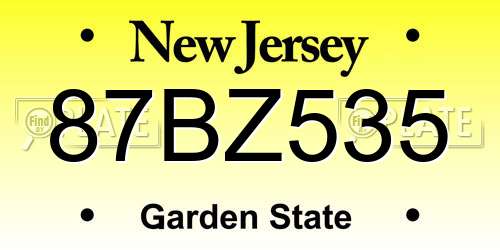 87BZ535 New Jersey License Plate