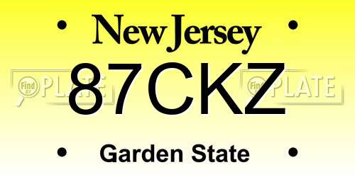 87CKZ New Jersey License Plate