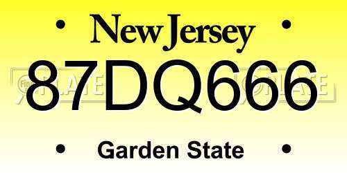 87DQ666 New Jersey License Plate