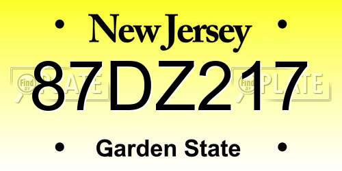 87DZ217 New Jersey License Plate