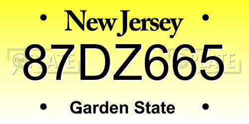87DZ665 New Jersey License Plate