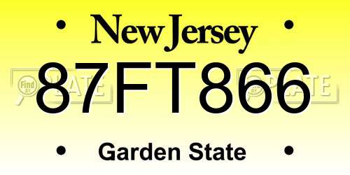 87FT866 New Jersey License Plate