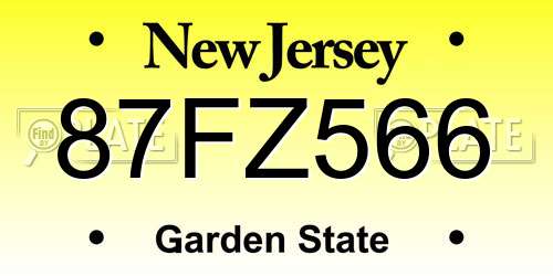 87FZ566 New Jersey License Plate