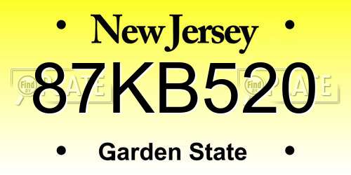 87KB520 New Jersey License Plate