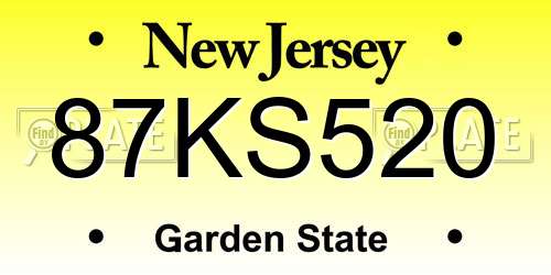 87KS520 New Jersey License Plate