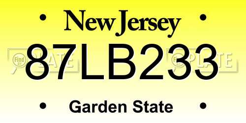 87LB233 New Jersey License Plate
