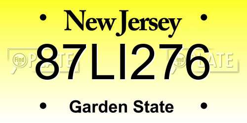 87LI276 New Jersey License Plate