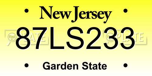 87LS233 New Jersey License Plate