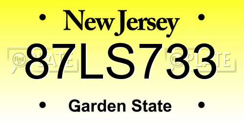 87LS733 New Jersey License Plate