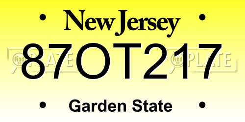 87OT217 New Jersey License Plate